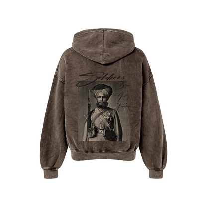 SOLDIERS OVERSIZED WASHED HOODIE BROWN